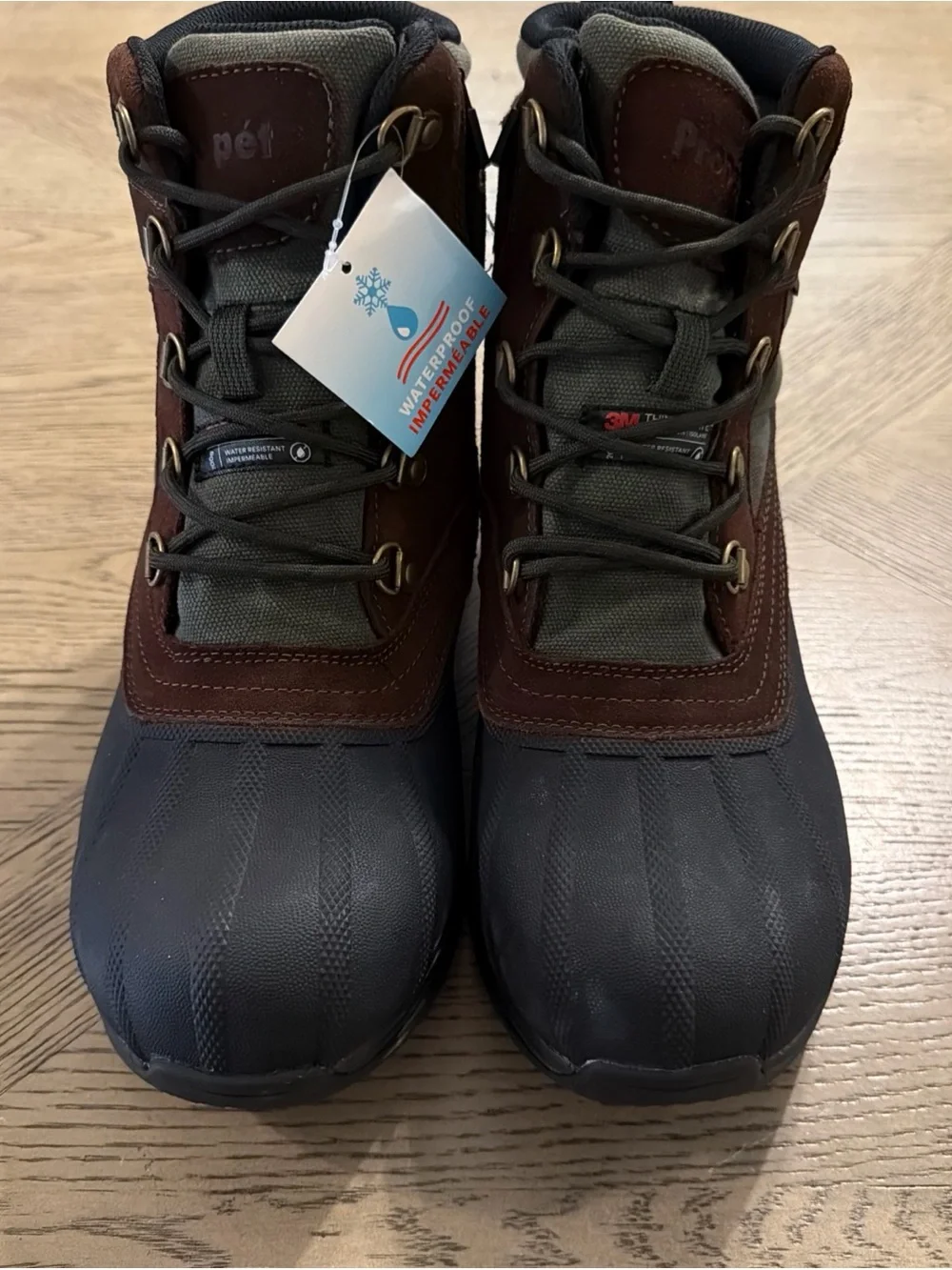 Propet Cortland Round Toe Hiking Boots, Brown/Olive/Black, Men's Size 8.5